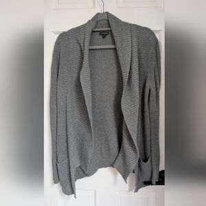 Express Charcoal Gray Open Front Cardigan With  Pockets
